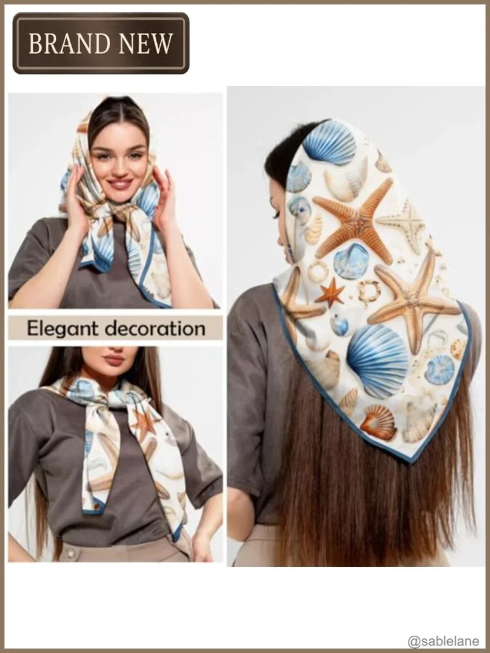 Satin Silk Feeling Square Scarf Hair Wrap Lightweight Fashion 27.5 Inches